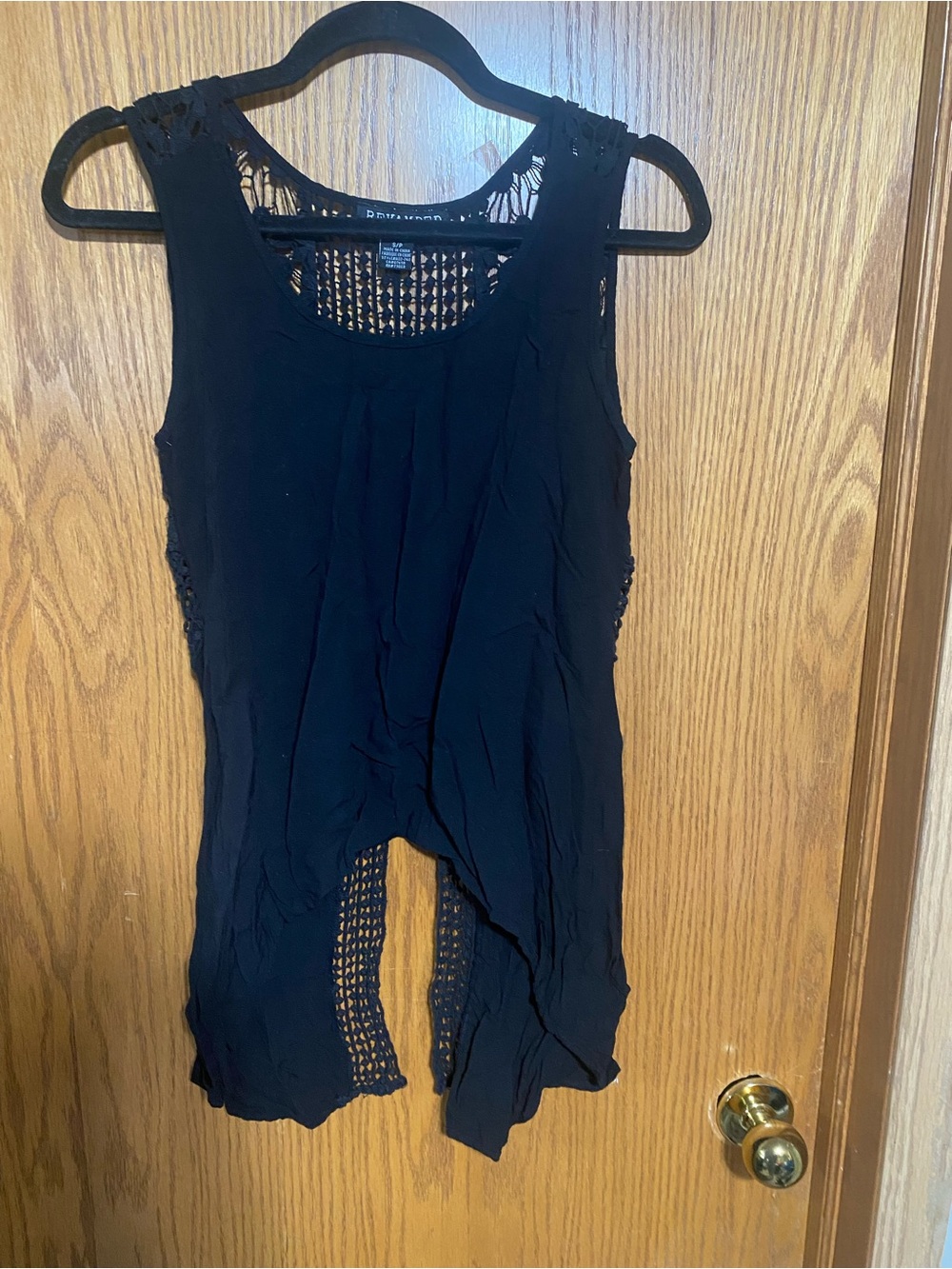Black Crochet-Back Sleeveless Tank Top